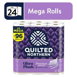 Quilted Northern Ultra Plush 24 Mega Rolls, 3X More Absorbent, Luxurious Soft To